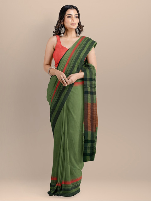 BharatSthali Green & Black Pure Cotton Solid Maheshwari Sustainable Saree
BharatSthali Green & Black Pure Cotton Solid Maheshwari Sustainable Saree