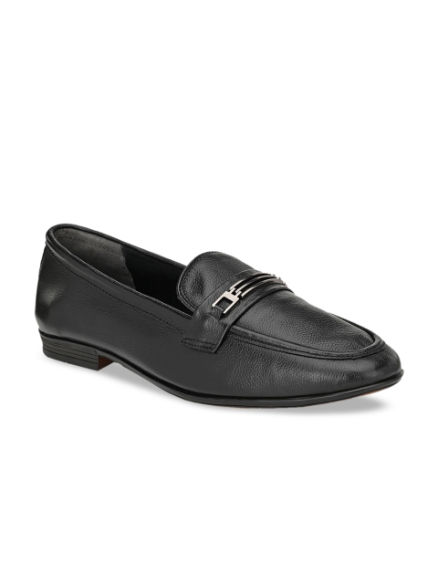 San Frissco Men Black Solid Leather Formal Loafers
