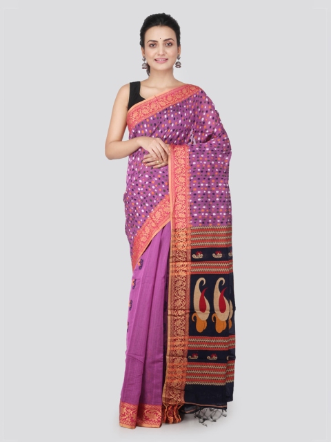 PinkLoom Pink Cotton Silk Woven Design Handloom Saree