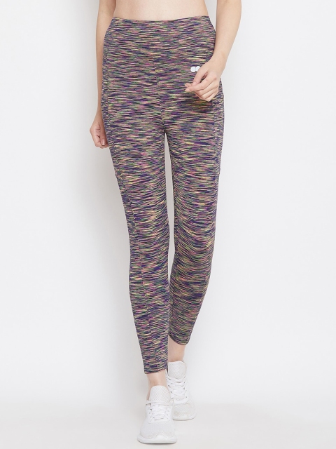 Clovia Women Multicolored Printed Activewear Ankle Length Tights, Multi