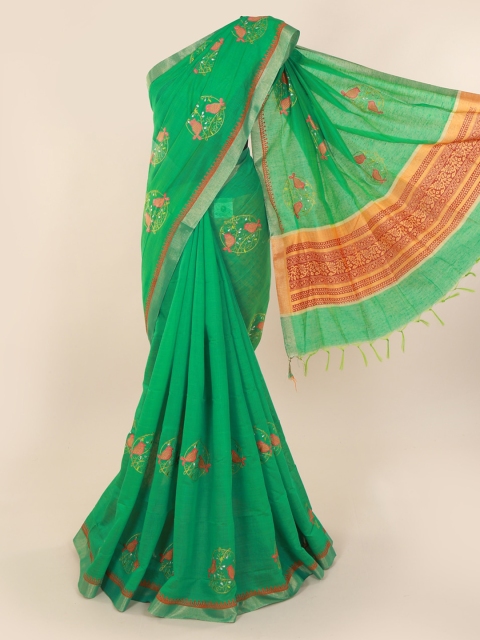 Pothys Green Woven Design Pure Cotton Saree