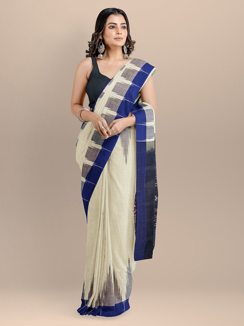BharatSthali Off-White Pure Cotton Woven Design Sambalpuri Saree 
BharatSthali Off-White Pure Cotton Woven Design Sambalpuri Saree
