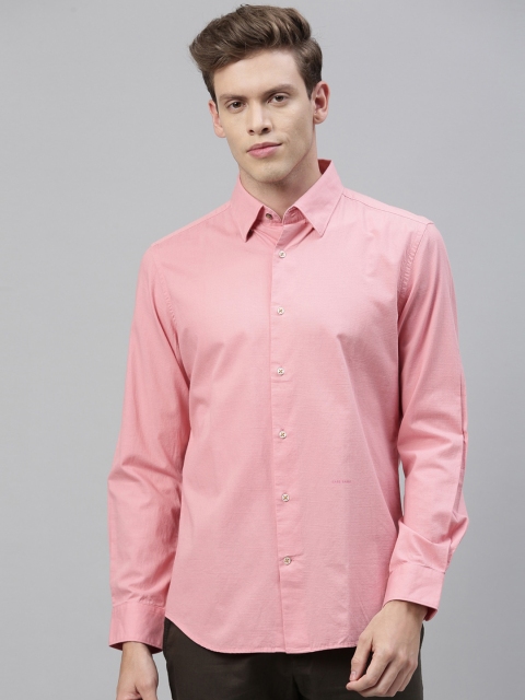 RARE RABBIT Men Pink Tailored Fit Solid Casual Shirt