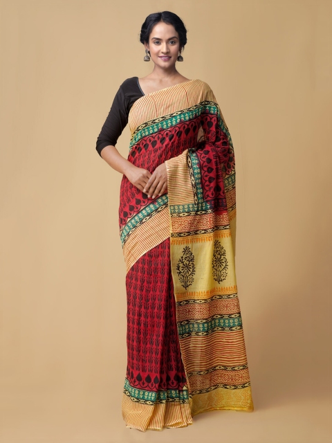 Unnati Silks Women Red & Yellow Pure Hand Block Printed Mulmul Cotton Sustainable Saree
Unnati Silks Women Red & Yellow Pure Hand Block Printed Mulmul Cotton Sustainable Saree