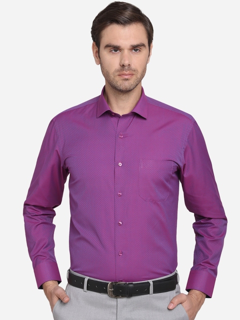 Greenfibre Men Purple Regular Fit Self Design Formal Shirt