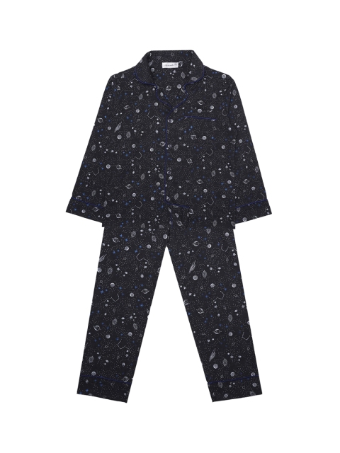 ADORENITE Kids Black & White Printed Night Suit