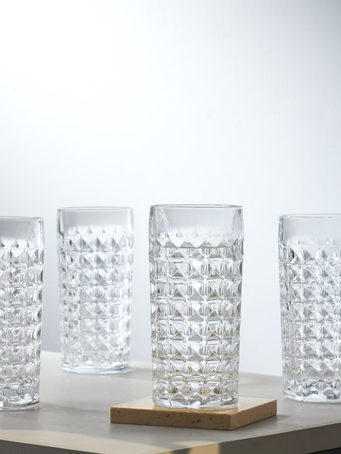 Pure Home and Living Set Of 4 Transparent Diamond Textured Tumblers 
Pure Home and Living Set Of 4 Transparent Diamond Textured Tumblers