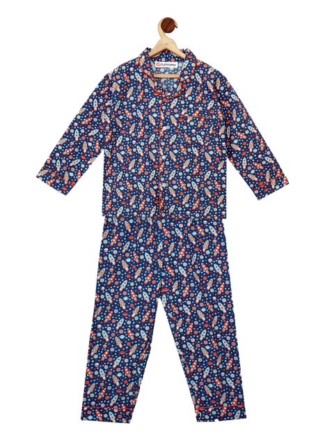 Fluffalump Kids Blue & Red Printed Night Suit