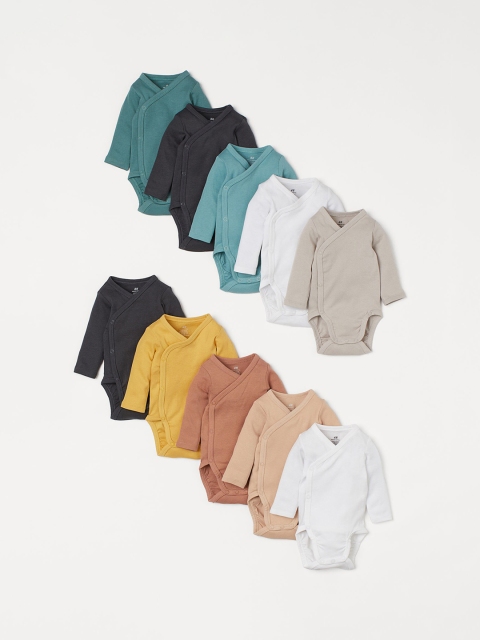 H&M Infants Muti-colour Solid Cotton Wrapover Sustainable Bodysuits Pack of 10, Multi
H&M Infants Muti-colour Solid Cotton Wrapover Sustainable Bodysuits Pack of 10, Multi