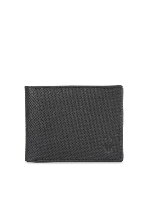 WildHorn Men Black Solid RFID Genuine Leather Two Fold Wallet