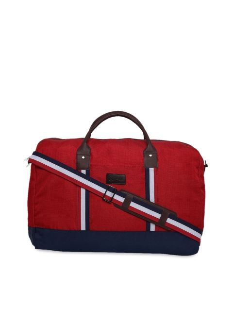 GEPACK Men Red & Navy-Blue Colourblocked Duffel Travel Bag