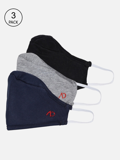 AD By Arvind Unisex Pack Of 3 Assorted 3-Ply Reusable Cloth Masks