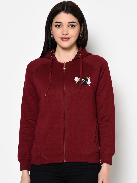 Miss Grace Women Maroon Solid Sweatshirt