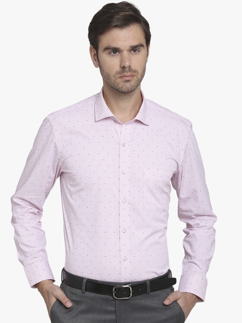 Greenfibre Men Pink Regular Fit Printed Formal Shirt