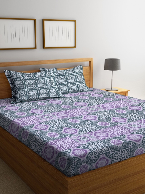 BOMBAY DYEING Purple & White Ethnic Motifs 104 TC Cotton 1 Queen Bedsheet with 2 Pillow Covers
BOMBAY DYEING Purple & White Ethnic Motifs 104 TC Cotton 1 Queen Bedsheet with 2 Pillow Covers