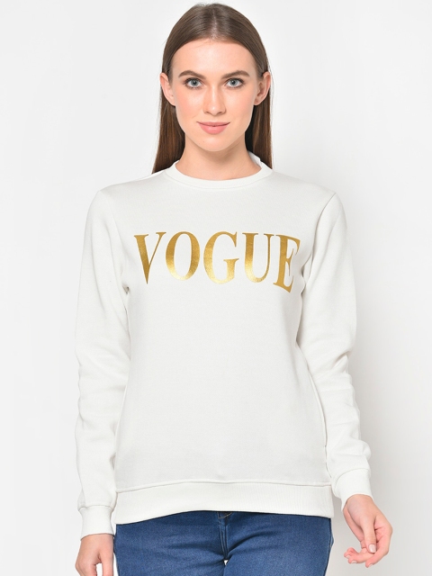 Hapuka Women White Printed Sweatshirt, Off white