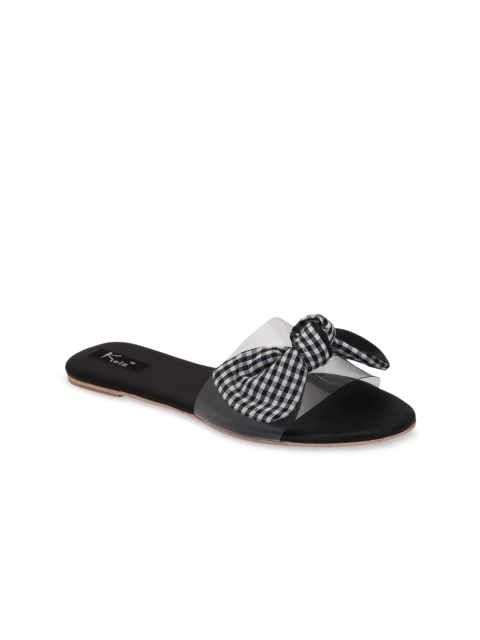 Kielz Women Black Printed Open Toe Flats