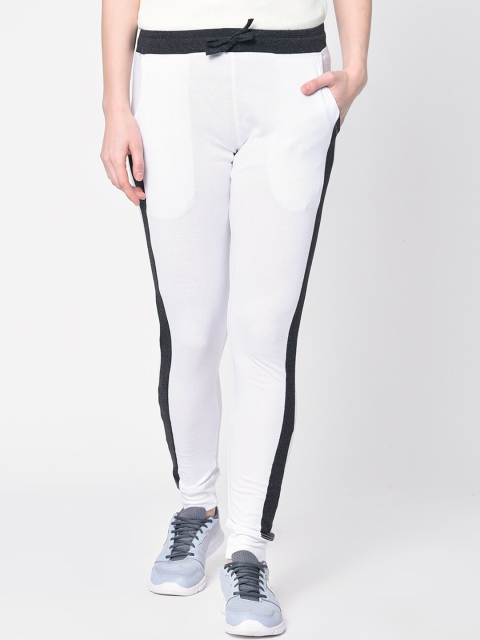 Hapuka Women White & Black Solid Slim-Fit Joggers