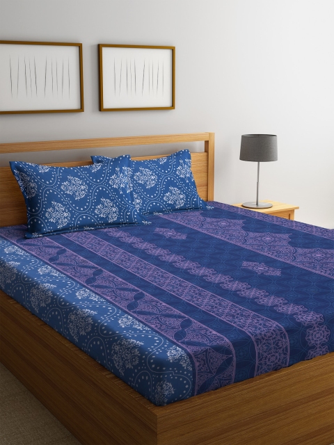BOMBAY DYEING Blue & Purple Ethnic Motifs 104 TC Cotton 1 Queen Bedsheet with 2 Pillow Covers
BOMBAY DYEING Blue & Purple Ethnic Motifs 104 TC Cotton 1 Queen Bedsheet with 2 Pillow Covers