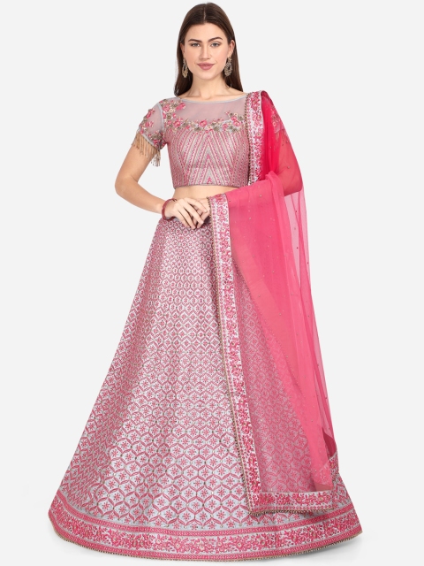 NAKKASHI Grey & Pink Embroidered Unstitched Lehenga & Semi-Stitched Blouse with Dupatta
NAKKASHI Grey & Pink Embroidered Unstitched Lehenga & Semi-Stitched Blouse with Dupatta