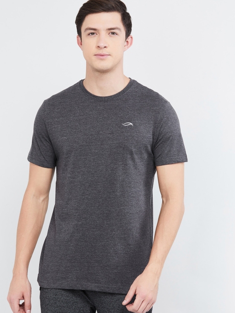 max Men Charcoal Grey Solid Round Neck T-shirt