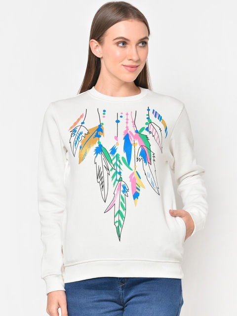 Hapuka Women White Printed Sweatshirt
