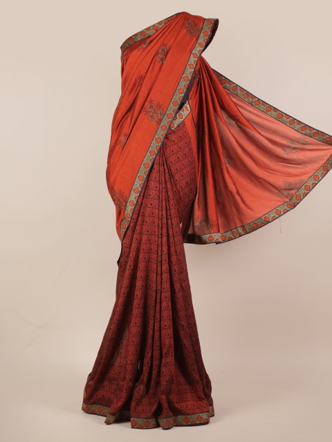 Pothys Orange Woven Design Jute Silk Saree