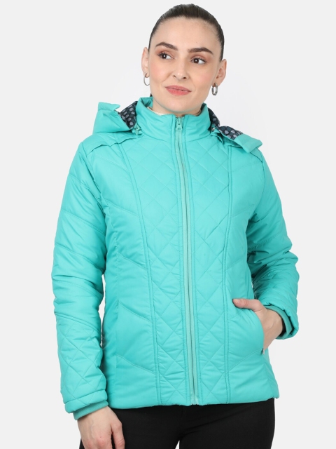 Monte Carlo Women Turquoise Blue Solid Quilted Jacket