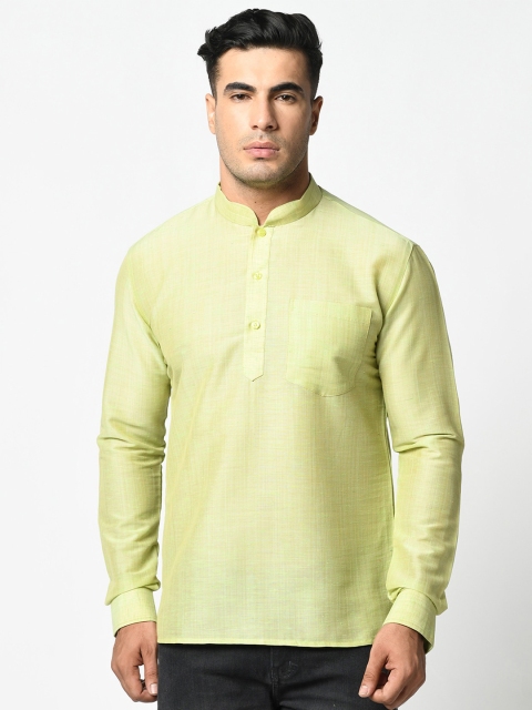 Lamaaya Men Green Solid Short Kurta