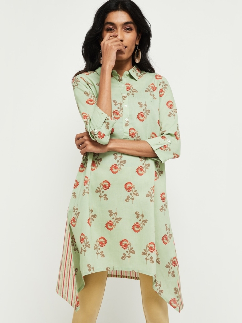 max Women Green & Red Printed Tunic