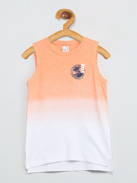 max Boys Orange Colourblocked Round Neck T-shirt