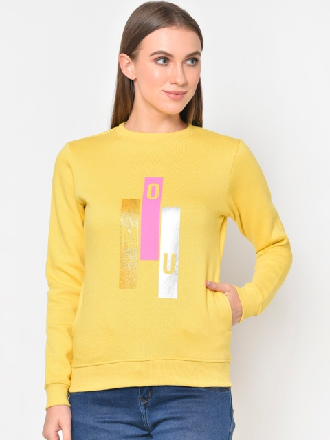 Hapuka Women Yellow Printed Sweatshirt