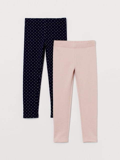 H&M Girls Blue & Pink 2-Pack Sturdy Jersey Leggings