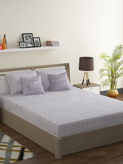 SWAYAM Grey & White Floral 210 TC Cotton 1 King Bedsheet with 2 Pillow & Cushion Covers
SWAYAM Grey & White Floral 210 TC Cotton 1 King Bedsheet with 2 Pillow & Cushion Covers