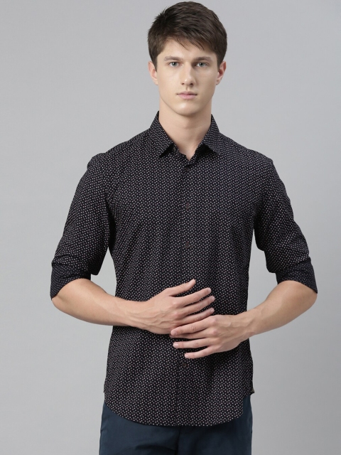 RARE RABBIT Men Black Regular Fit Printed Casual Shirt