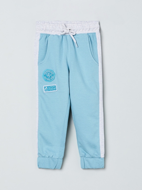 max Boys Blue & White Solid Joggers