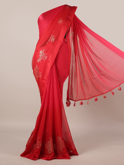 Pothys Red Solid Saree