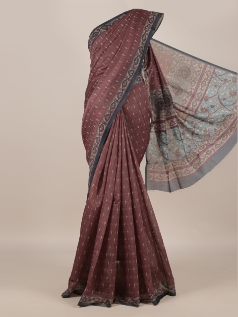 Pothys Brown Woven Design Jute Silk Saree