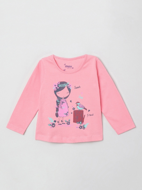 max Girls Pink Printed Top