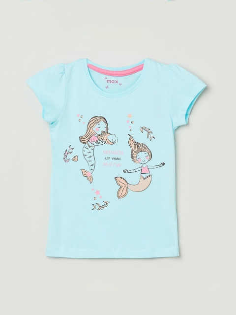 max Girls Blue Printed Top
