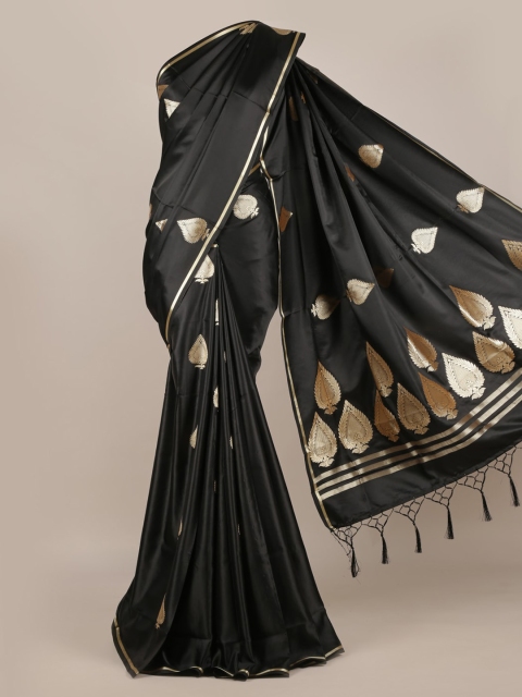 Pothys Black Woven Design Jute Silk Saree