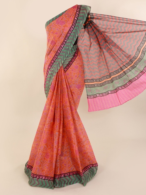 Pothys Orange Printed Pure Cotton Saree