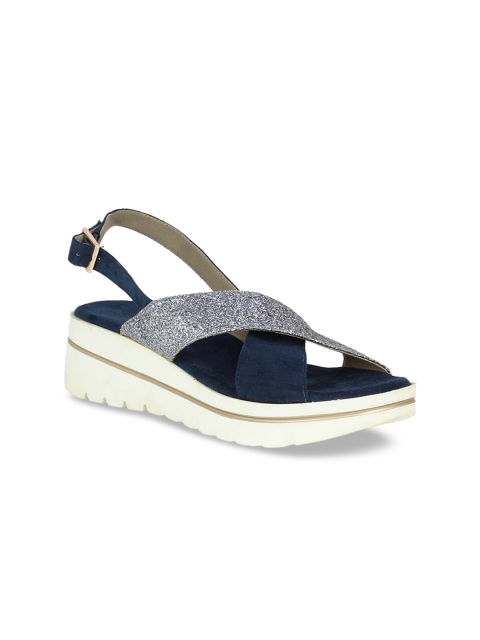 Inc 5 Women Navy Blue Textured Wedges