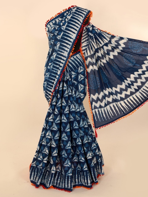 Pothys Blue Printed Pure Silk Saree
