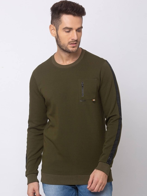 SPYKAR Men Green Solid Sweatshirt
