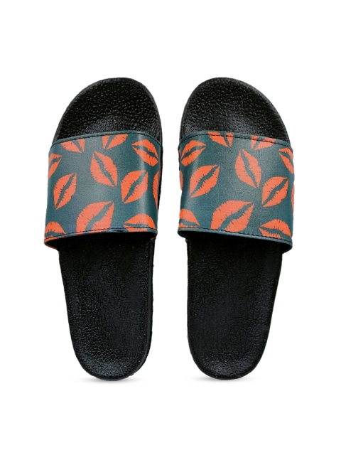 Pampy Angel Women Green & Red Printed Sliders