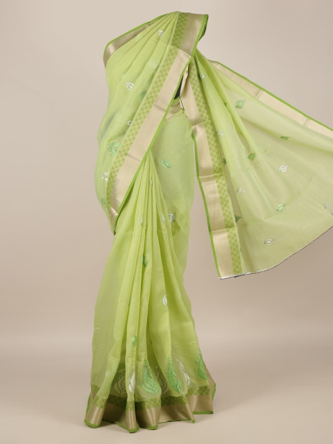 Pothys Green Solid Cotton Blend Saree
