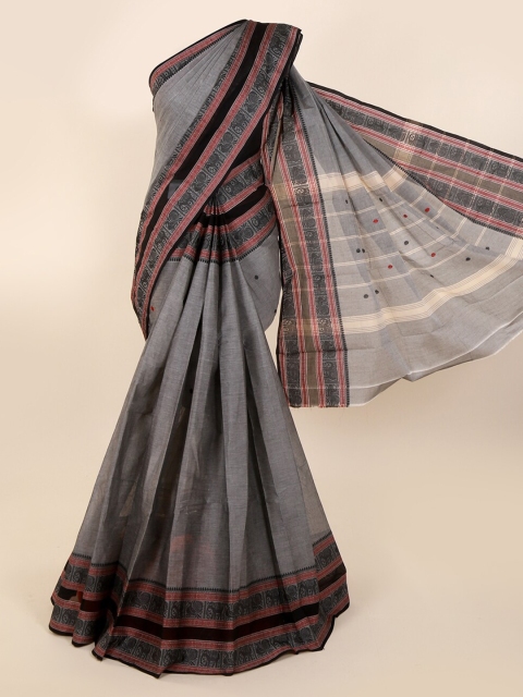 Pothys Grey Solid Pure Cotton Saree
