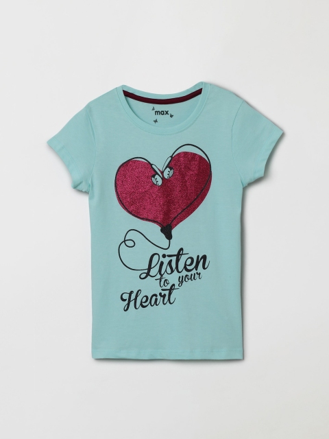 max Girls Blue Printed Top