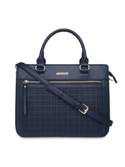 Forever Glam by Pantaloons Navy Blue Self Design Handheld Bag